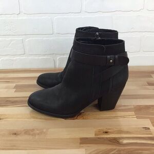 Franco Sarto booties black leather harness ankle boots southwestern western 6.5